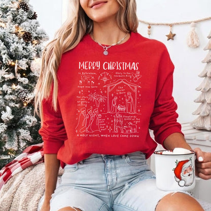 Retro Religious Christmas Manger - Christian Doodle - Unisex Tshirt / Hoodie / Sweatshirt