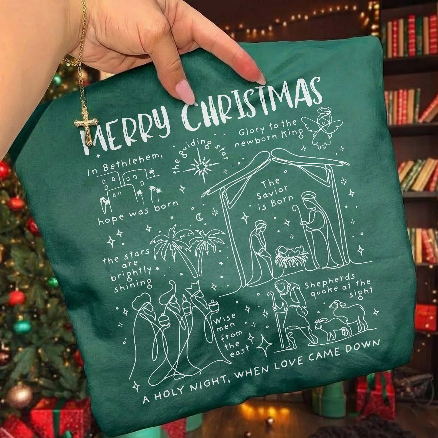 Retro Religious Christmas Manger - Christian Doodle - Unisex Tshirt / Hoodie / Sweatshirt