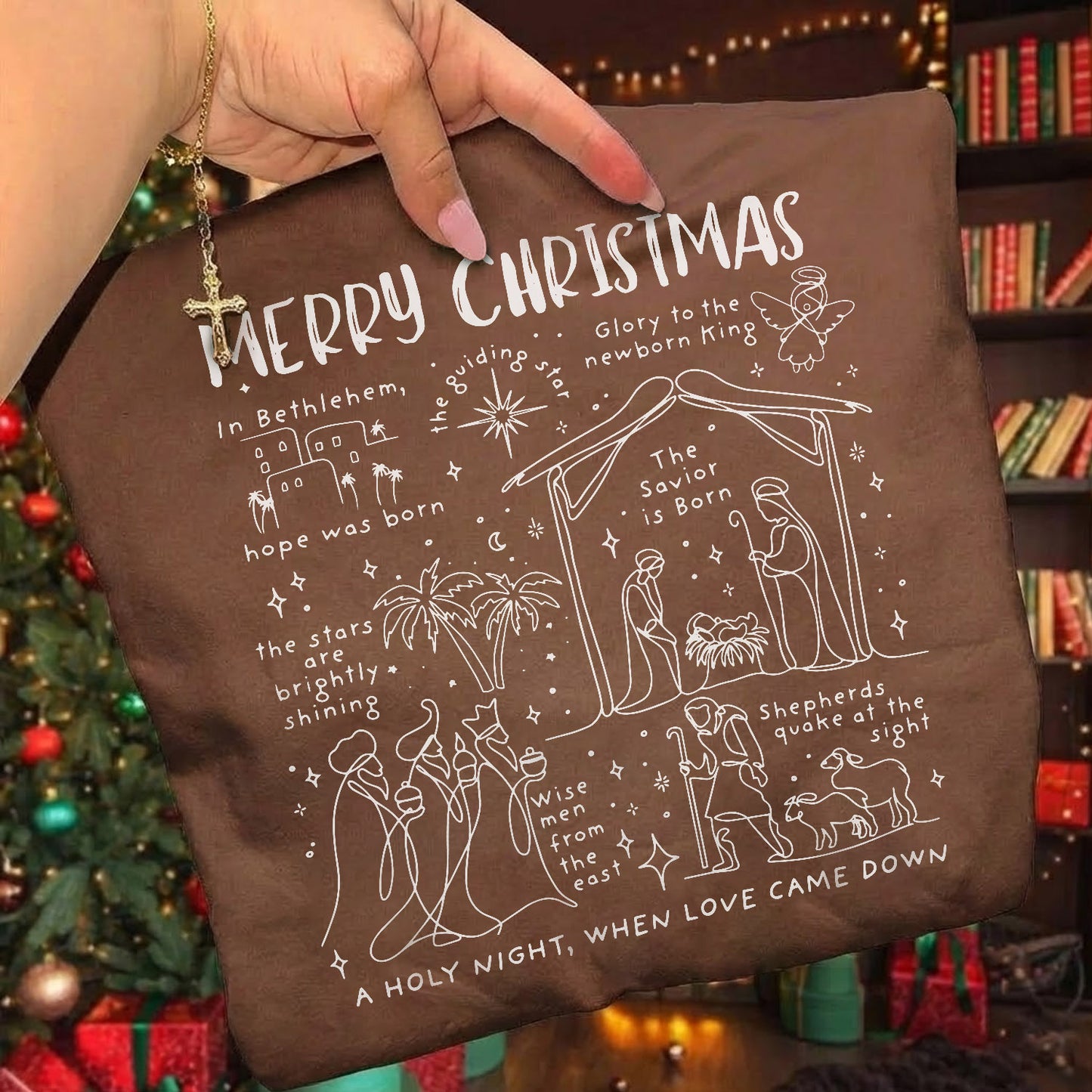 Retro Religious Christmas Manger - Christian Doodle - Unisex Tshirt / Hoodie / Sweatshirt