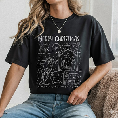 Retro Religious Christmas Manger - Christian Doodle - Unisex Tshirt / Hoodie / Sweatshirt