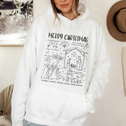 Retro Religious Christmas Manger - Christian Doodle - Unisex Tshirt / Hoodie / Sweatshirt