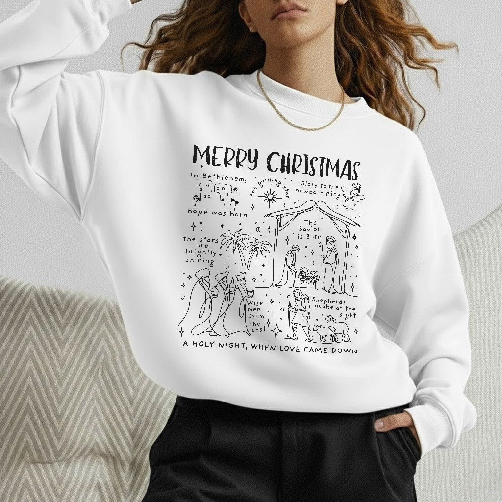 Retro Religious Christmas Manger - Christian Doodle - Unisex Tshirt / Hoodie / Sweatshirt