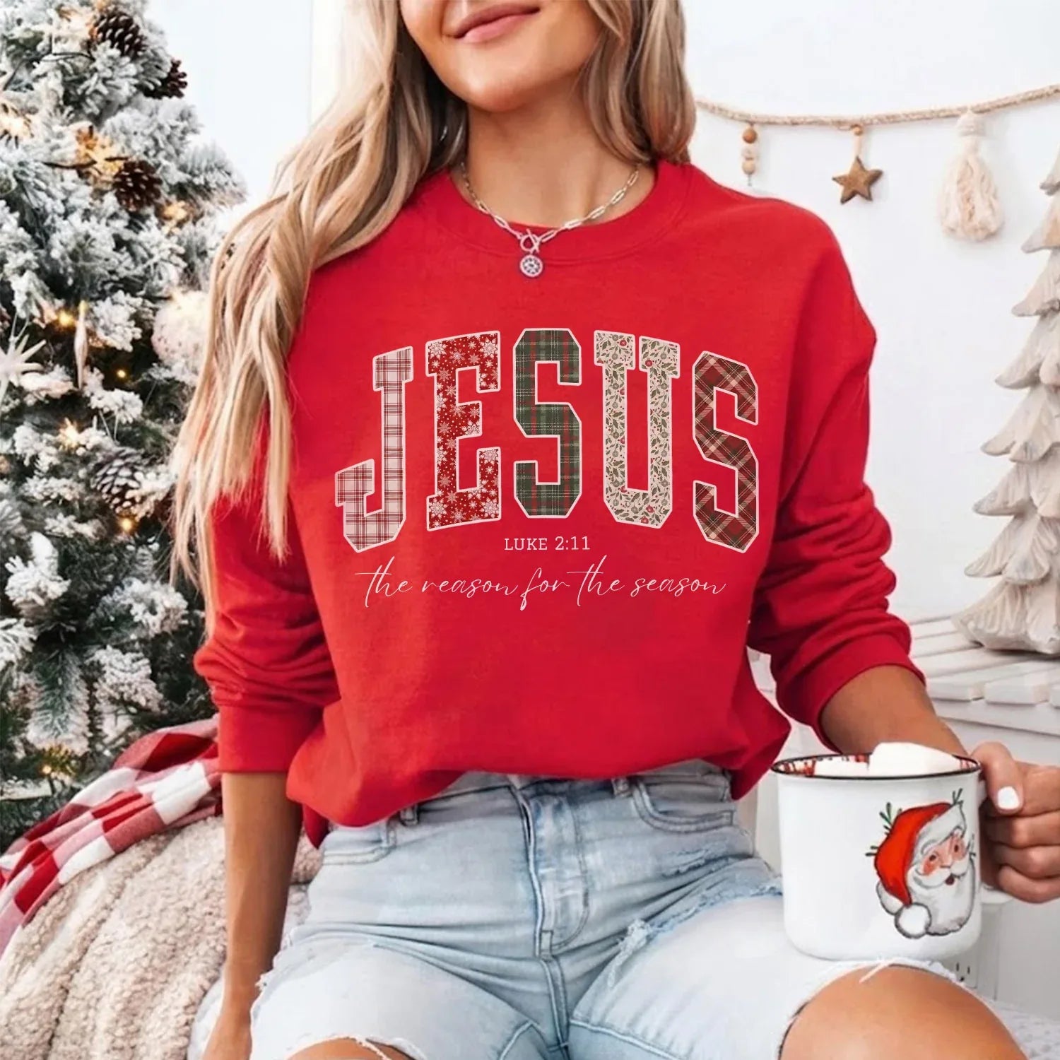Jesus Is The Reason For The Season Pattern Design - Merry Christmas - Unisex Tshirt / Hoodie / Sweatshirt - Faith Guided Life