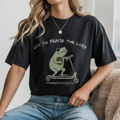 Off to Praise the Lord – Frog Scooter Design - New Year in God – Unisex T-shirt / Hoodie / Sweatshirt
