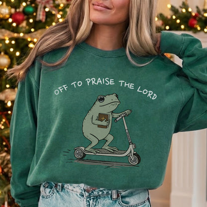 Off to Praise the Lord – Frog Scooter Design - New Year in God – Unisex T-shirt / Hoodie / Sweatshirt