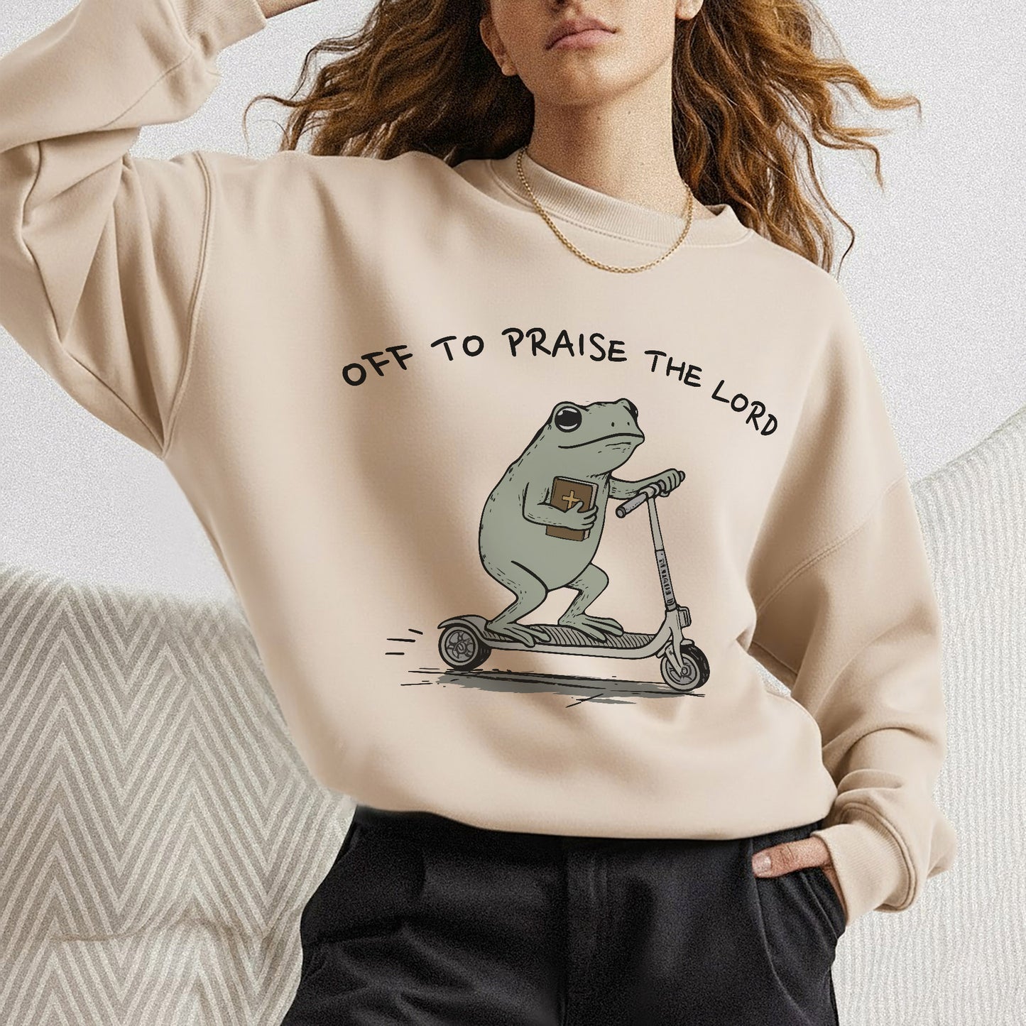 Off to Praise the Lord – Frog Scooter Design - New Year in God – Unisex T-shirt / Hoodie / Sweatshirt