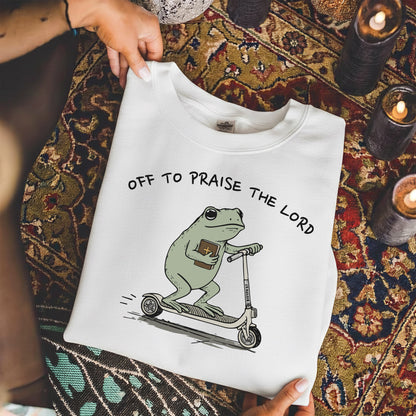 Off to Praise the Lord – Frog Scooter Design - New Year in God – Unisex T-shirt / Hoodie / Sweatshirt
