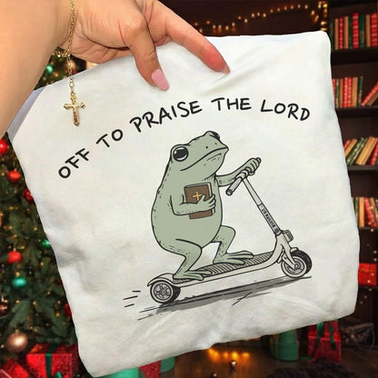 Off to Praise the Lord – Frog Scooter Design - New Year in God – Unisex T-shirt / Hoodie / Sweatshirt