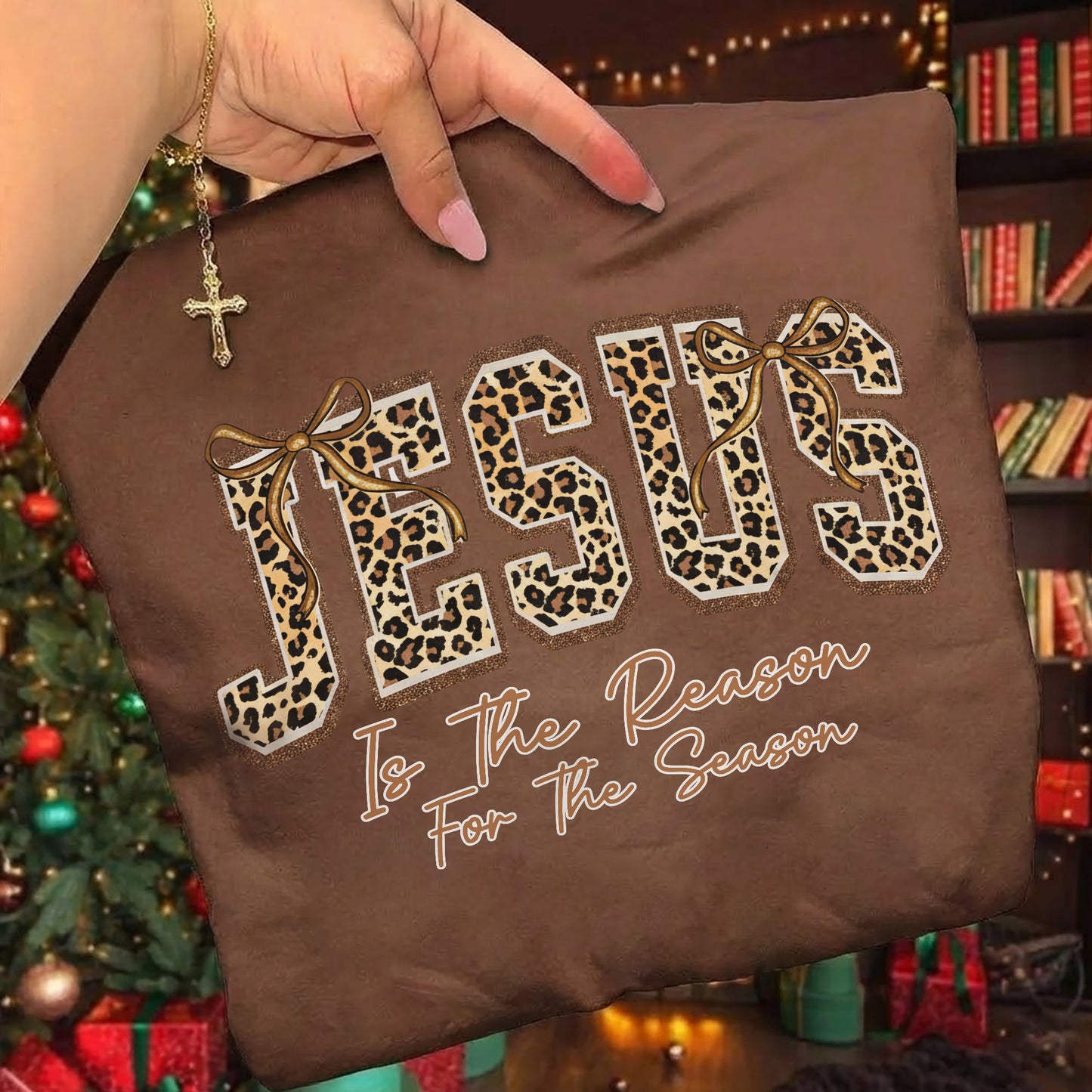 Jesus Is The Reason For The Season Leopard Pattern Design  - Merry Christmas - Unisex Tshirt / Hoodie / Sweatshirt
