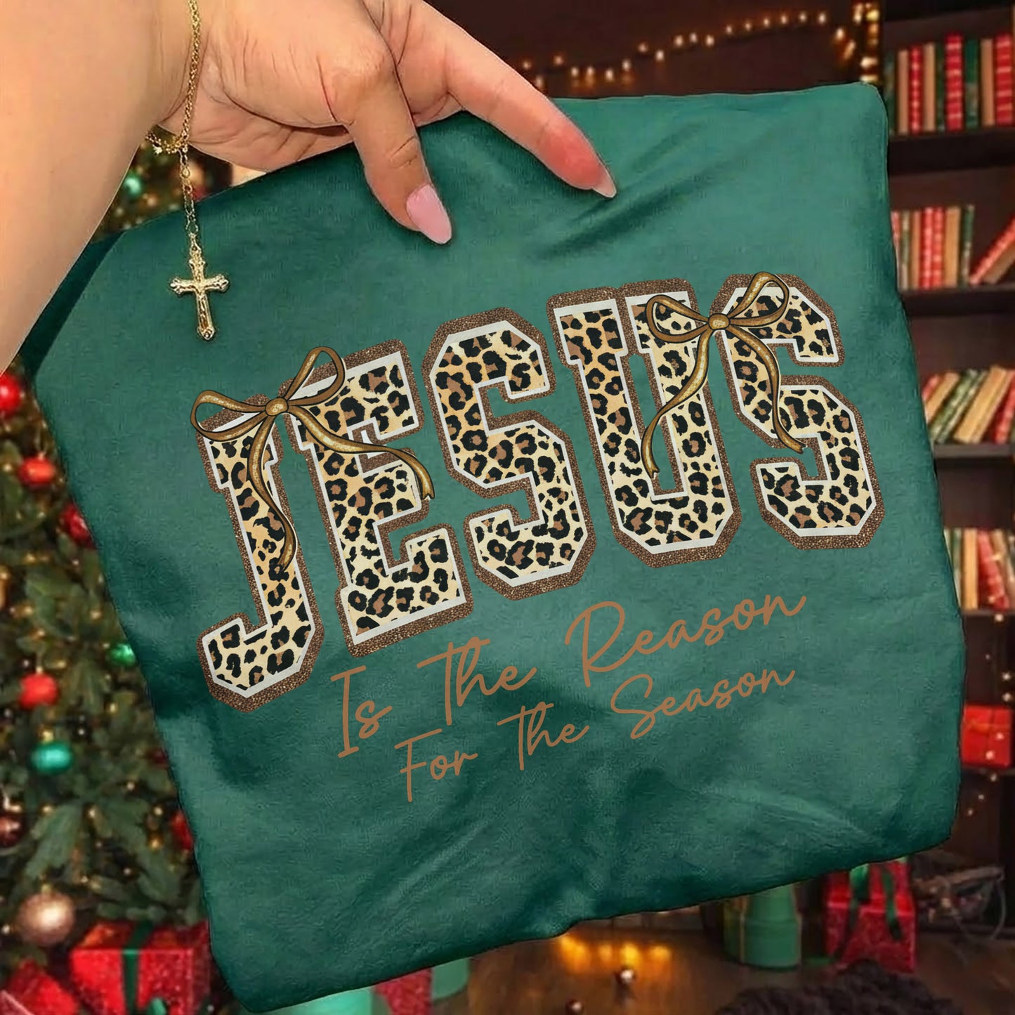 Jesus Is The Reason For The Season Leopard Pattern Design  - Merry Christmas - Unisex Tshirt / Hoodie / Sweatshirt