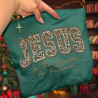 Jesus Is The Reason For The Season Leopard Pattern Design  - Merry Christmas - Unisex Tshirt / Hoodie / Sweatshirt