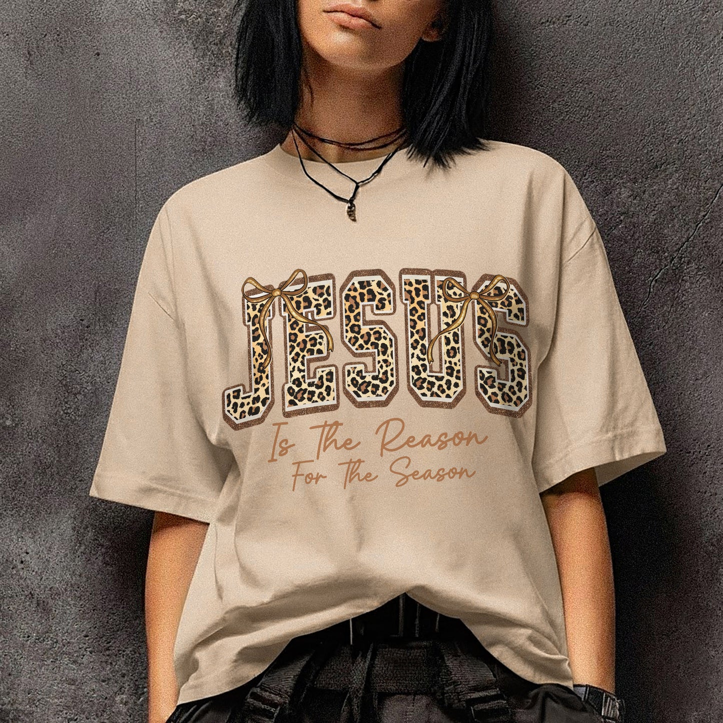 Jesus Is The Reason For The Season Leopard Pattern Design  - Merry Christmas - Unisex Tshirt / Hoodie / Sweatshirt