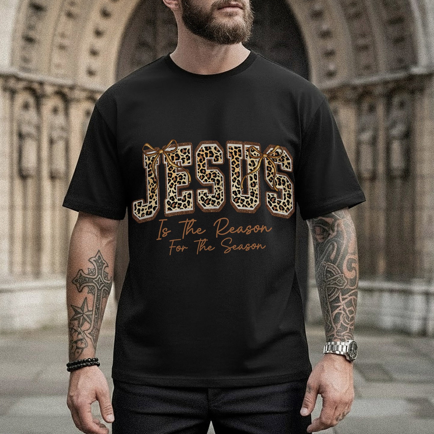 Jesus Is The Reason For The Season Leopard Pattern Design  - Merry Christmas - Unisex Tshirt / Hoodie / Sweatshirt