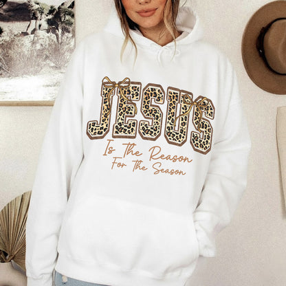 Jesus Is The Reason For The Season Leopard Pattern Design  - Merry Christmas - Unisex Tshirt / Hoodie / Sweatshirt