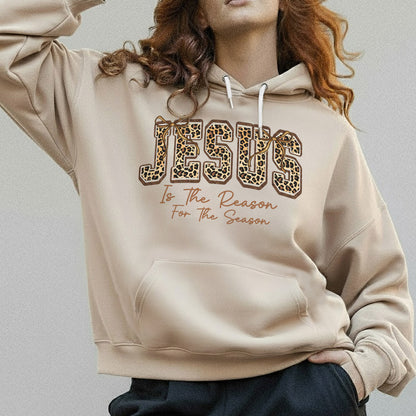 Jesus Is The Reason For The Season Leopard Pattern Design  - Merry Christmas - Unisex Tshirt / Hoodie / Sweatshirt