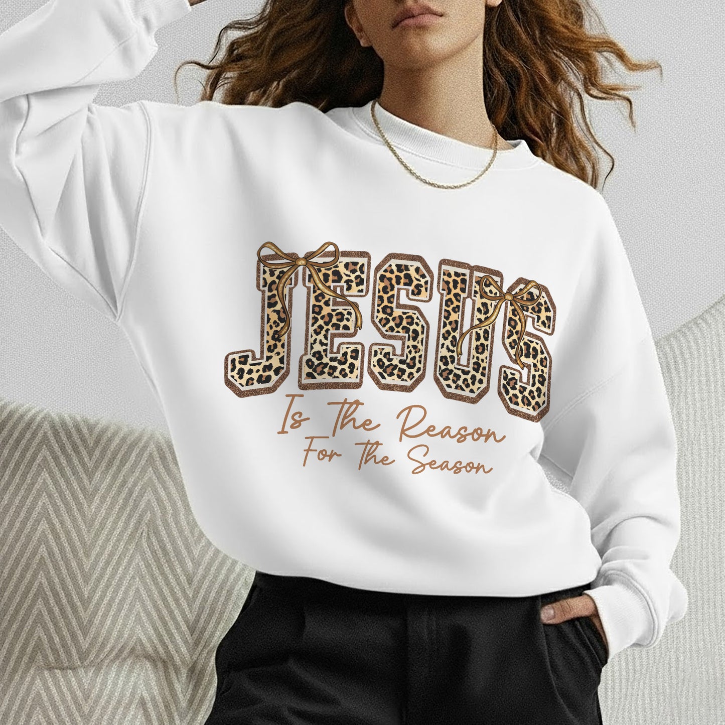 Jesus Is The Reason For The Season Leopard Pattern Design  - Merry Christmas - Unisex Tshirt / Hoodie / Sweatshirt