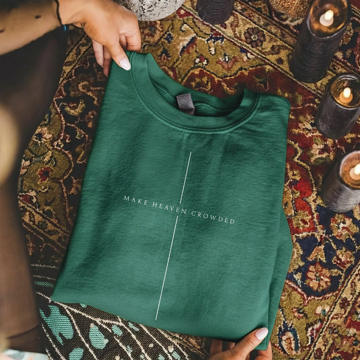 Make Heaven Crowded Minimalist Cross Line Design - Minimalist Faith - Unisex Tshirt / Hoodie / Sweatshirt - Faith Guided Life