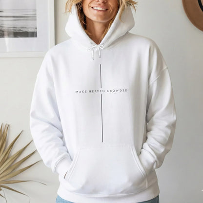 [COMFORT T-SHIRT] Make Heaven Crowded Minimalist Cross Line Design - Minimalist Faith - Faith Guided Life