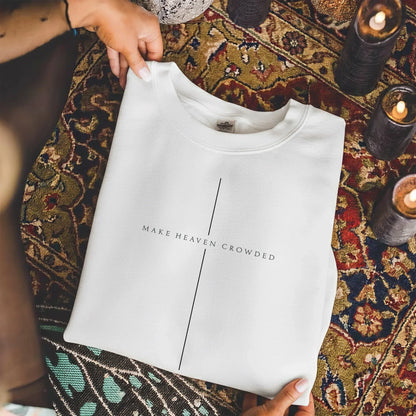 [COMFORT T-SHIRT] Make Heaven Crowded Minimalist Cross Line Design - Minimalist Faith - Faith Guided Life
