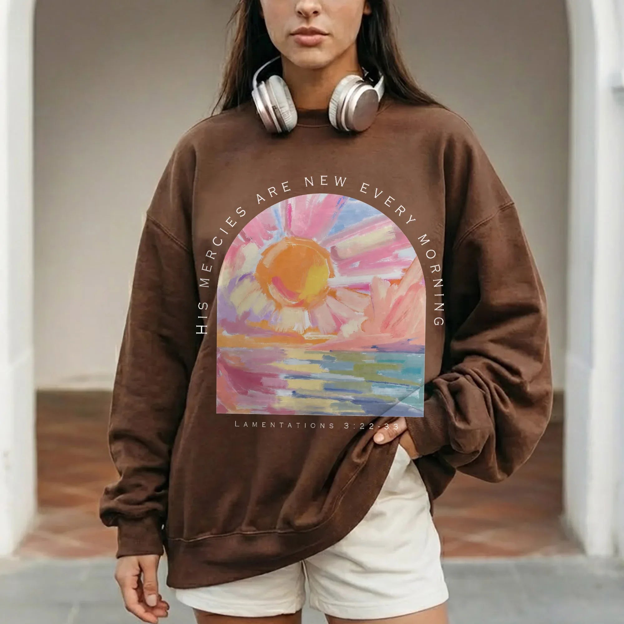His Mercies Are New Every Morning Pastel Sunrise Christian Design - Faith Floral - Unisex Tshirt / Hoodie / Sweatshirt - Faith Guided Life