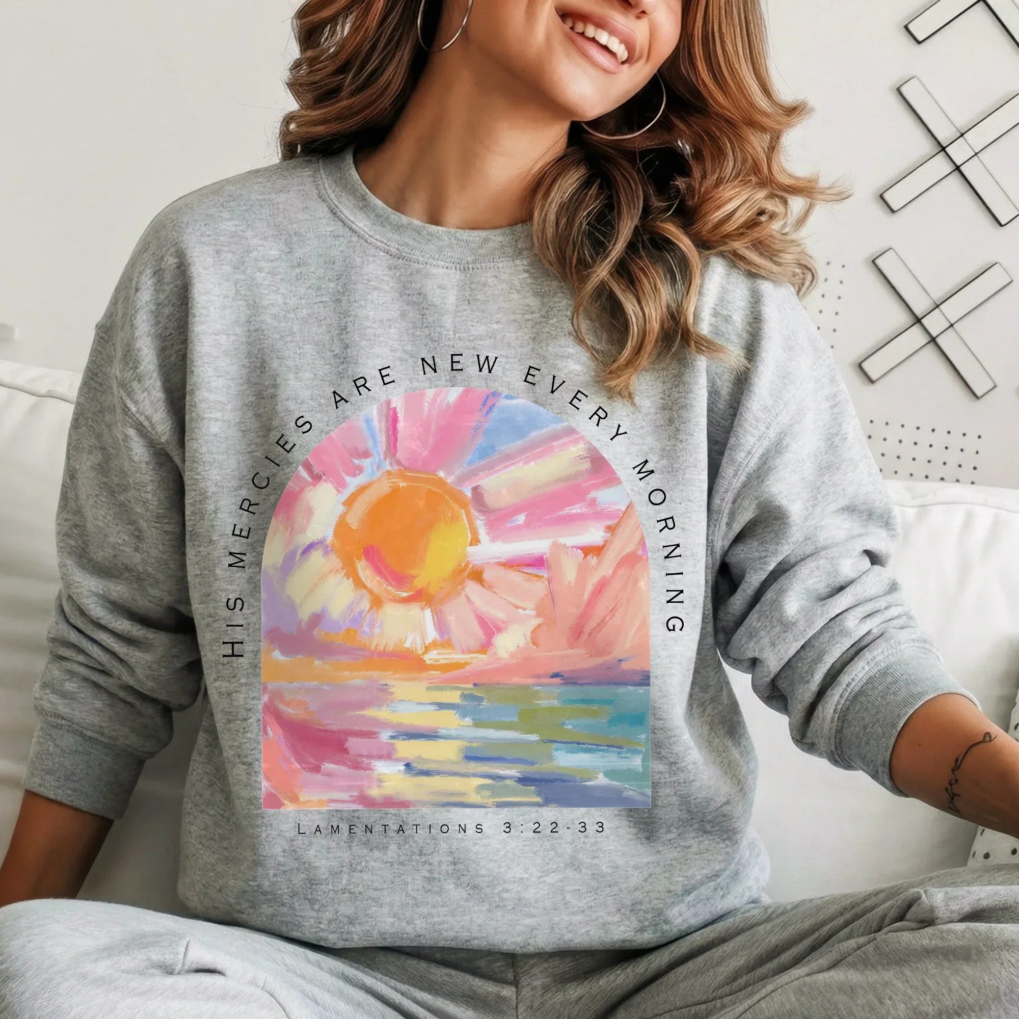 His Mercies Are New Every Morning Pastel Sunrise Christian Design - Faith Floral - Unisex Tshirt / Hoodie / Sweatshirt - Faith Guided Life