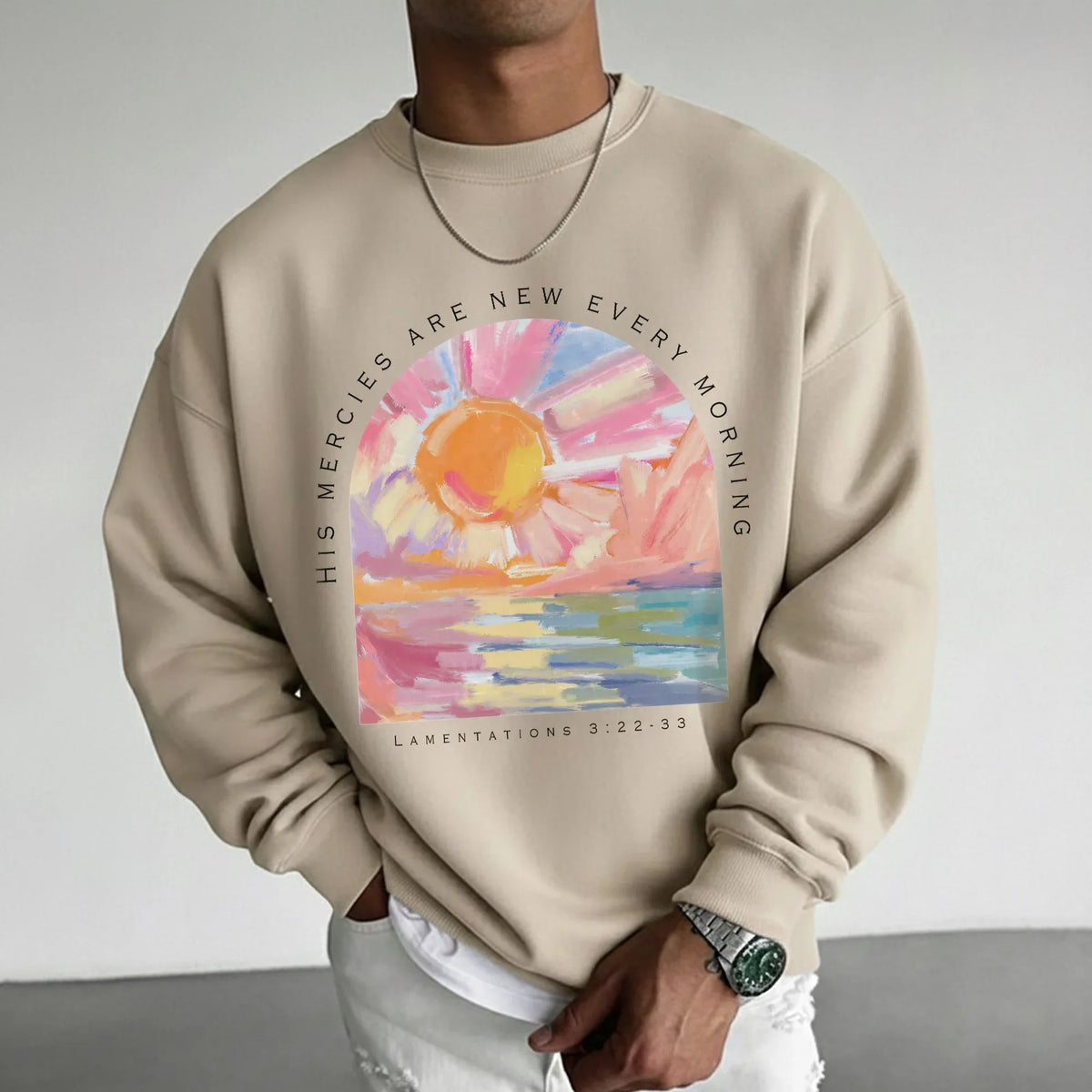 His Mercies Are New Every Morning Pastel Sunrise Christian Design - Faith Floral - Unisex Tshirt / Hoodie / Sweatshirt - Faith Guided Life