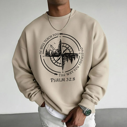 He Will Teach You Compass Scripture Outdoor Design - Minimalist Faith - Unisex Tshirt / Hoodie / Sweatshirt - Faith Guided Life