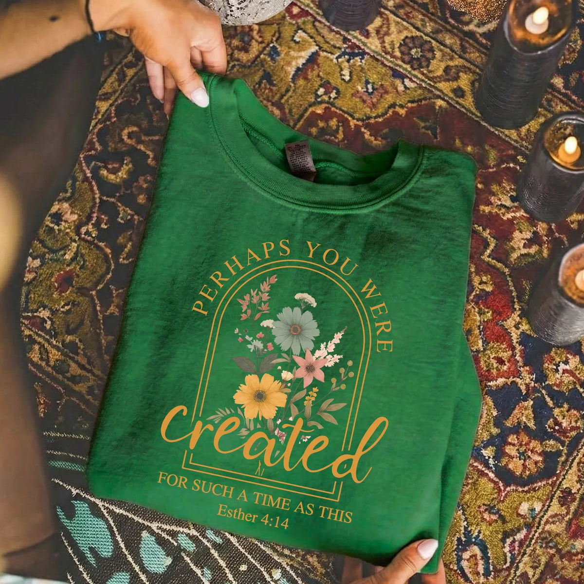 [COMFORT T-SHIRT]Created For Such A Time As This Floral Arch Design - Faith Floral - Faith Guided Life