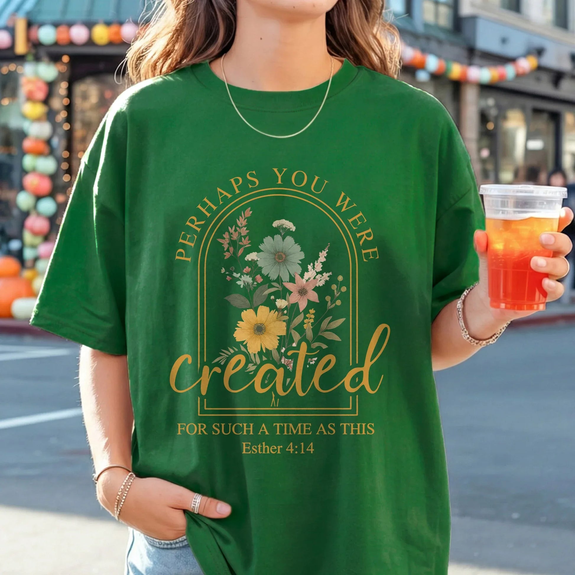 [COMFORT T-SHIRT]Created For Such A Time As This Floral Arch Design - Faith Floral - Faith Guided Life
