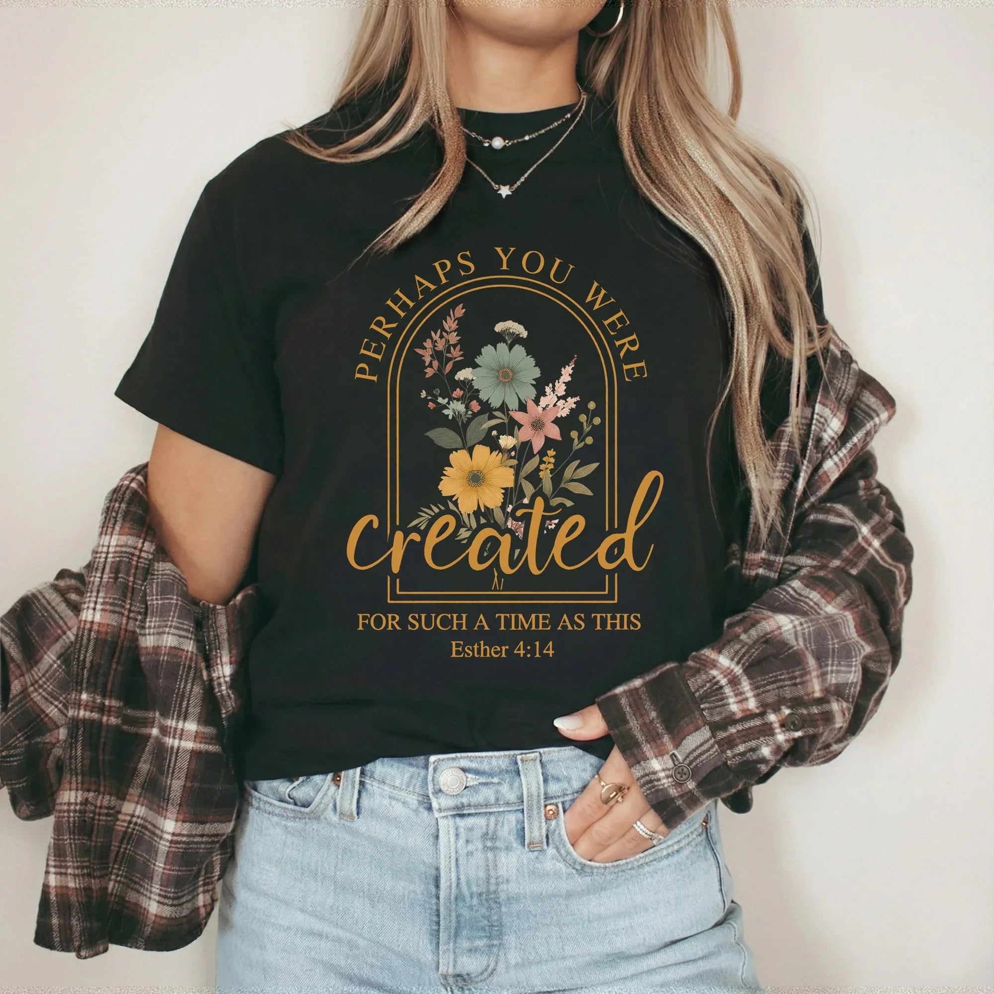 Created For Such A Time As This Floral Arch Design - Faith Floral - Unisex Tshirt / Hoodie / Sweatshirt [GILDAN] - Faith Guided Life