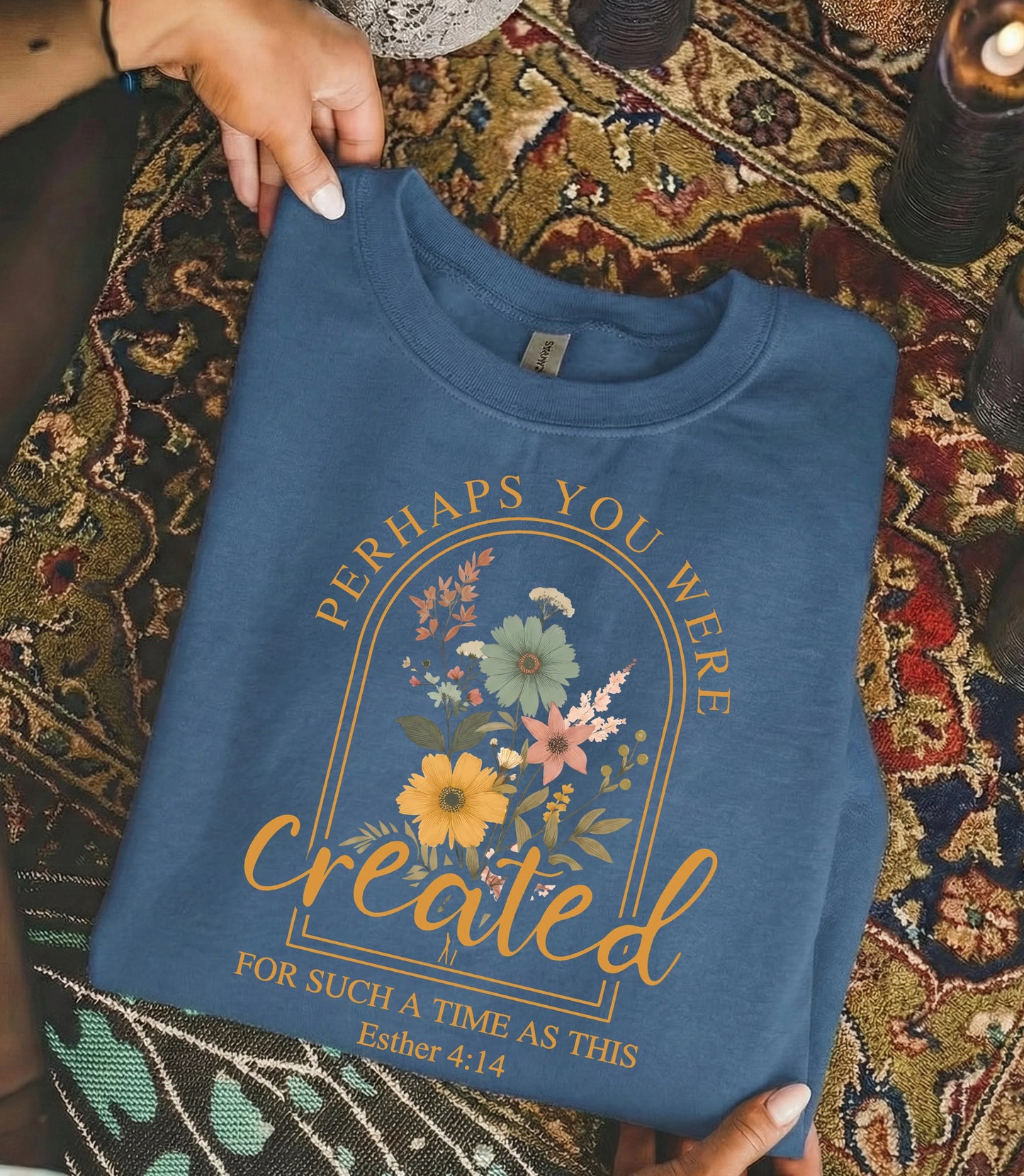[COMFORT T-SHIRT]Created For Such A Time As This Floral Arch Design - Faith Floral - Faith Guided Life