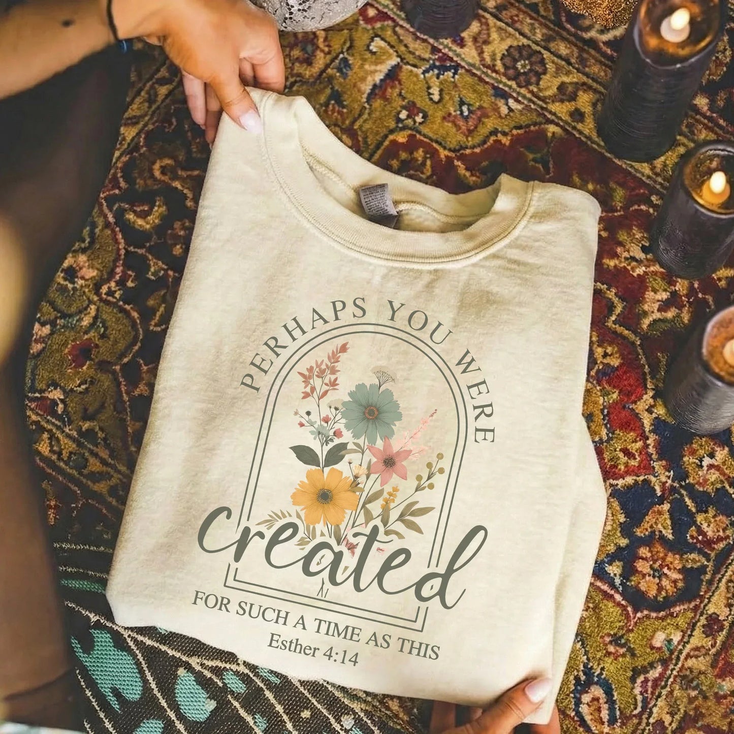 [COMFORT T-SHIRT]Created For Such A Time As This Floral Arch Design - Faith Floral - Faith Guided Life