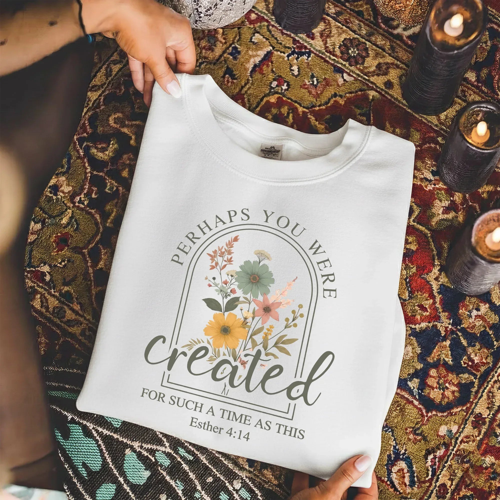Created For Such A Time As This Floral Arch Design - Faith Floral - Unisex Tshirt / Hoodie / Sweatshirt [GILDAN] - Faith Guided Life
