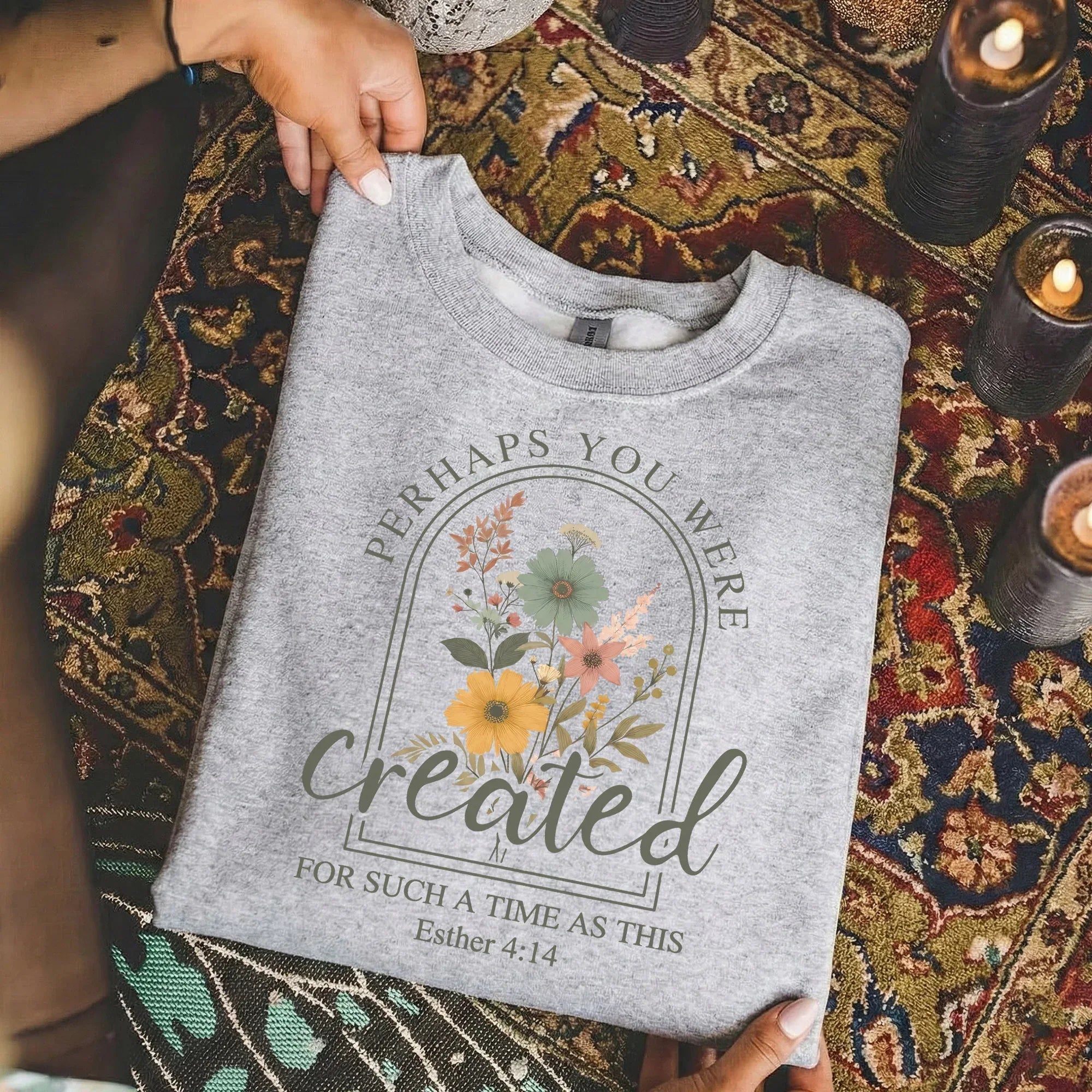 Created For Such A Time As This Floral Arch Design - Faith Floral - Unisex Tshirt / Hoodie / Sweatshirt [GILDAN] - Faith Guided Life