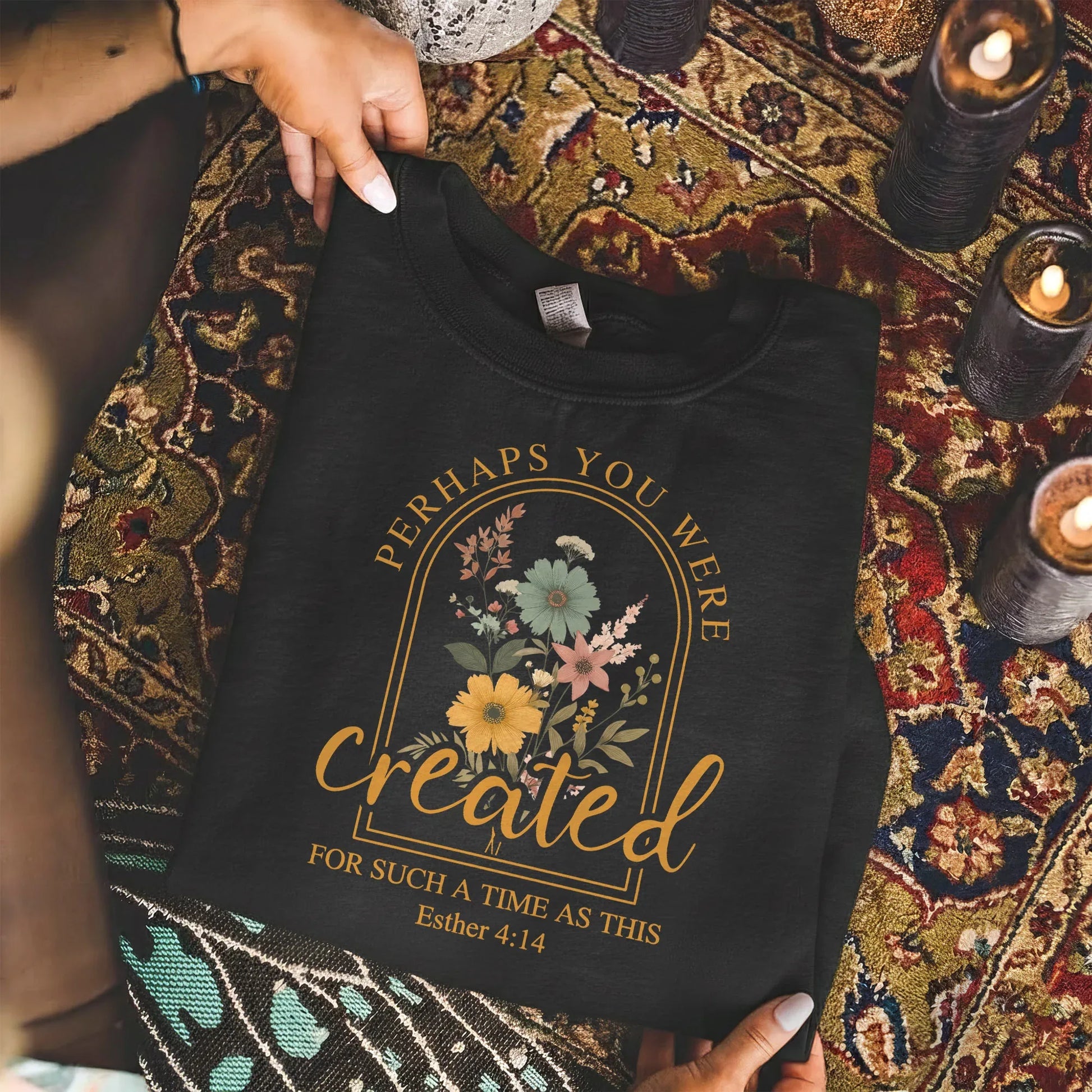 [COMFORT T-SHIRT]Created For Such A Time As This Floral Arch Design - Faith Floral - Faith Guided Life