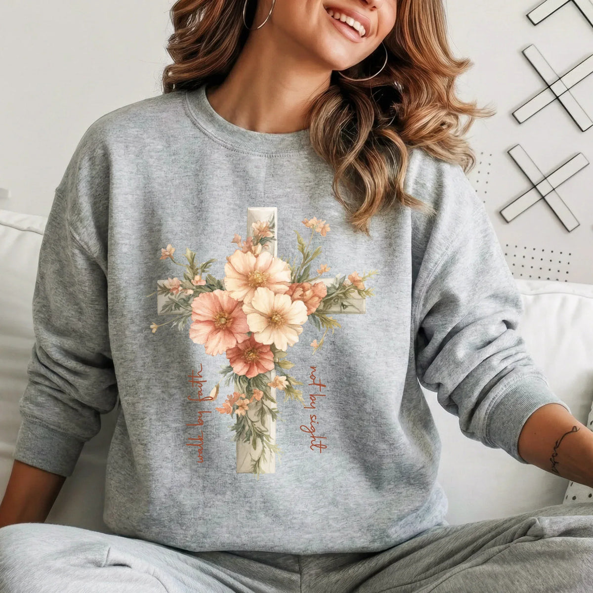 Jesus Is The Light Floral Cross Designs - Faith Floral - Unisex Tshirt / Hoodie / Sweatshirt - Faith Guided Life