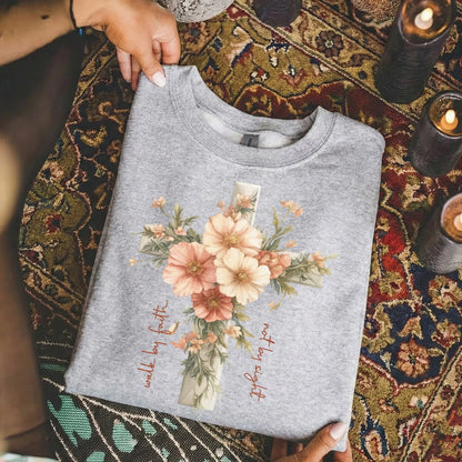 Jesus Is The Light Floral Cross Designs - Faith Floral - Unisex Tshirt / Hoodie / Sweatshirt - Faith Guided Life