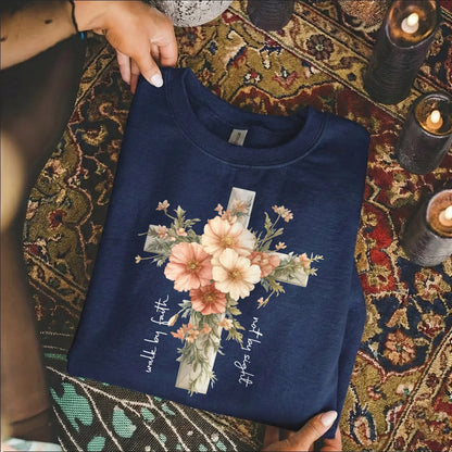 Jesus Is The Light Floral Cross Designs - Faith Floral - Unisex Tshirt / Hoodie / Sweatshirt - Faith Guided Life