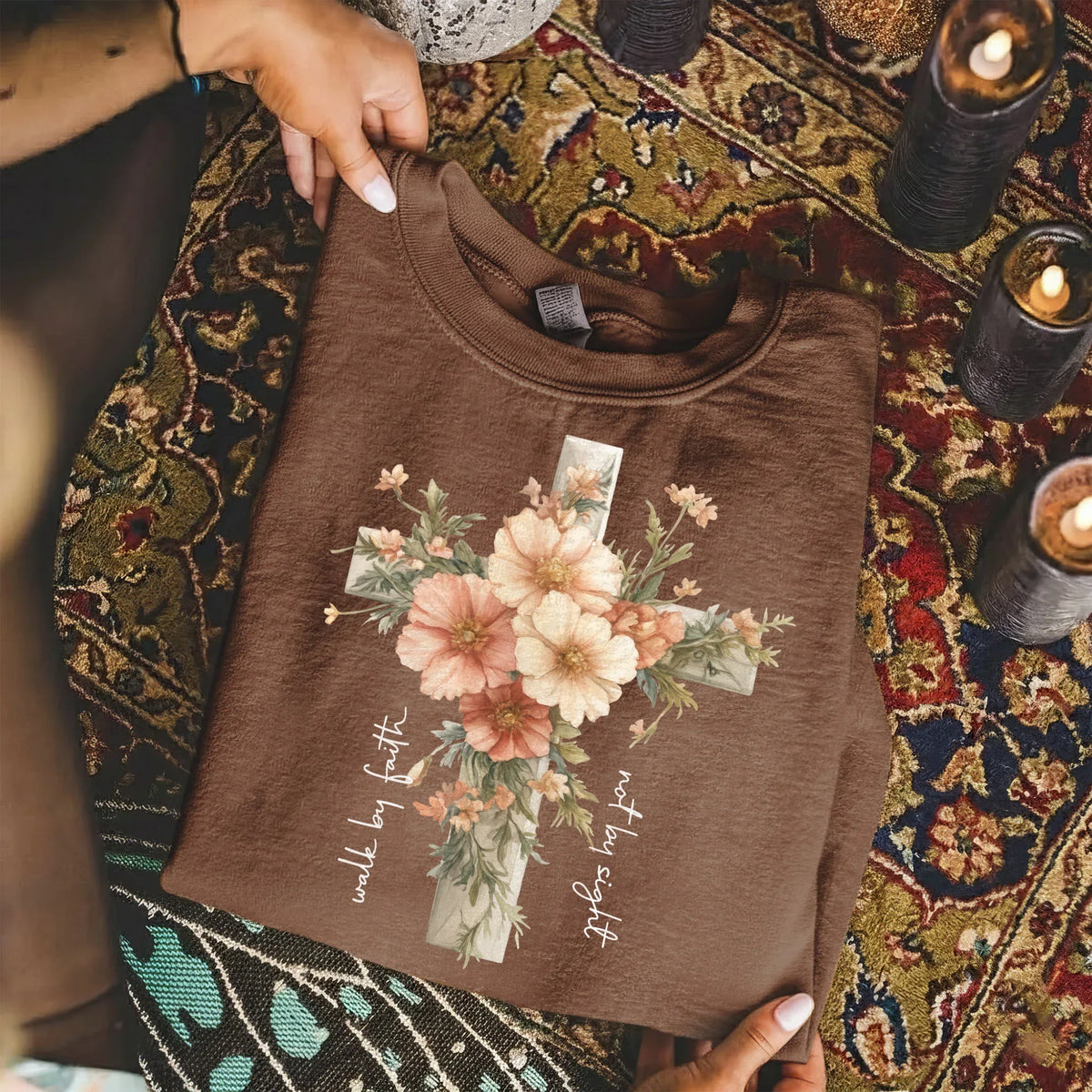 Jesus Is The Light Floral Cross Designs - Faith Floral - Unisex Tshirt / Hoodie / Sweatshirt - Faith Guided Life
