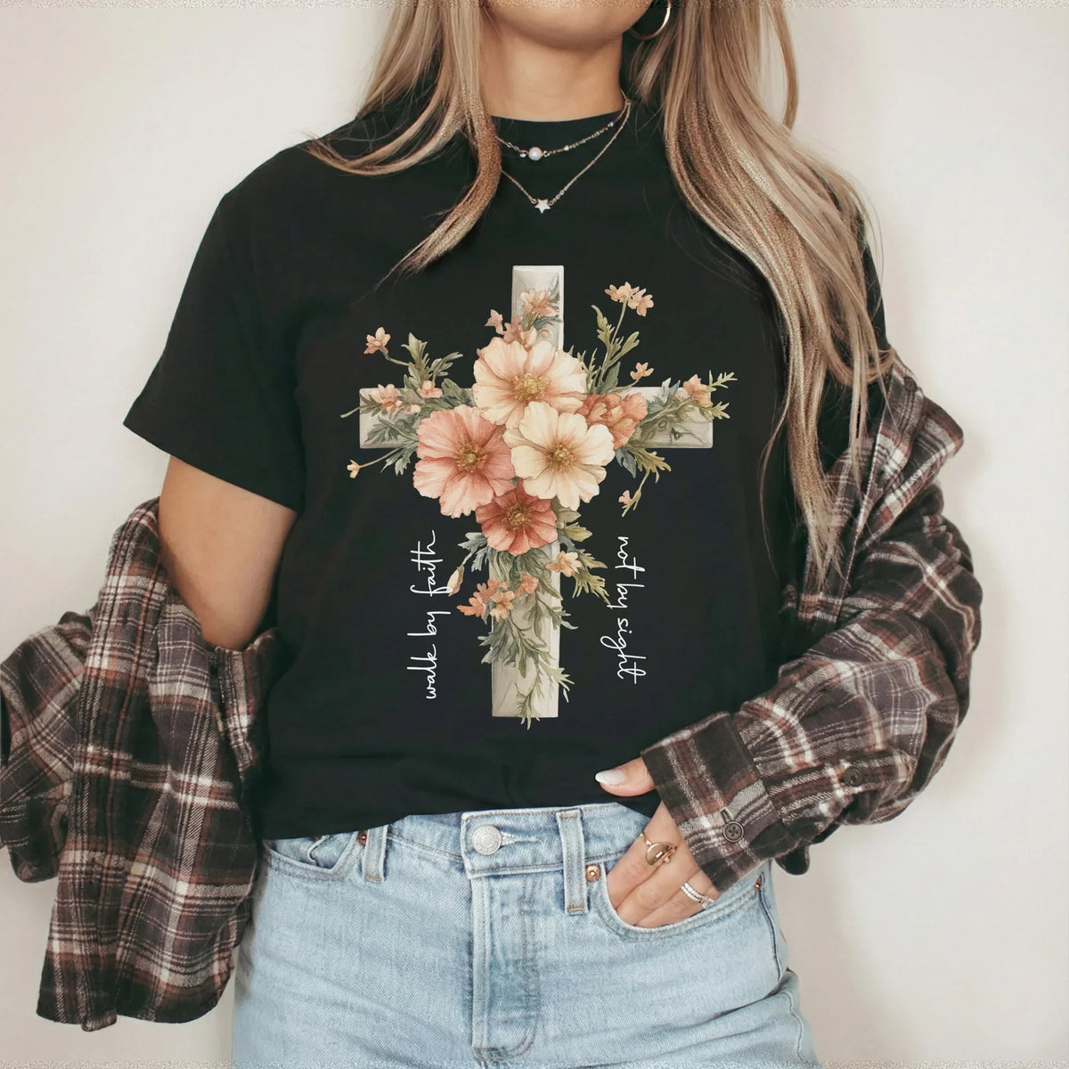 Jesus Is The Light Floral Cross Designs - Faith Floral - Unisex Tshirt / Hoodie / Sweatshirt - Faith Guided Life
