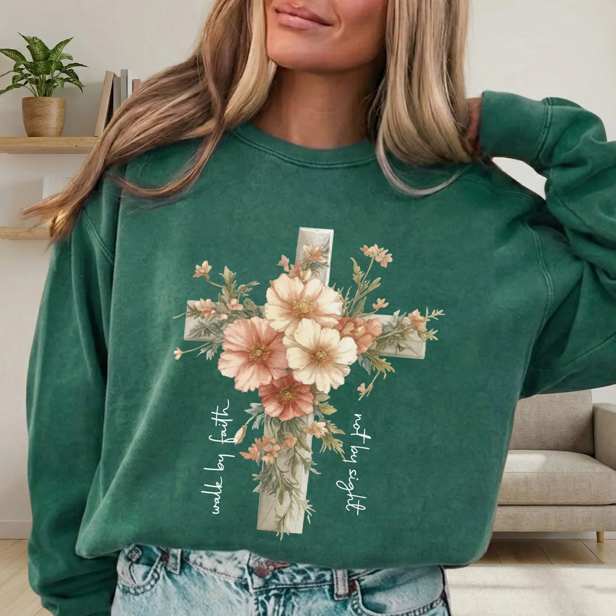 Jesus Is The Light Floral Cross Designs - Faith Floral - Unisex Tshirt / Hoodie / Sweatshirt - Faith Guided Life
