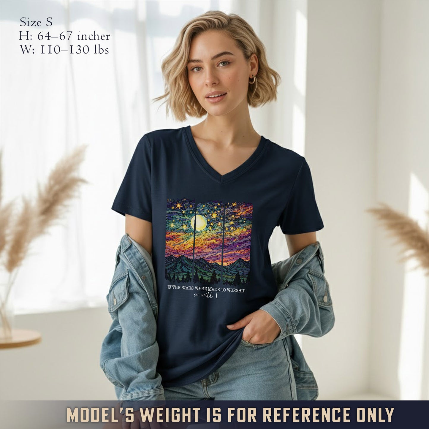 If The Stars Were Made To Worship Landscape - V-Neck Christian Shirt