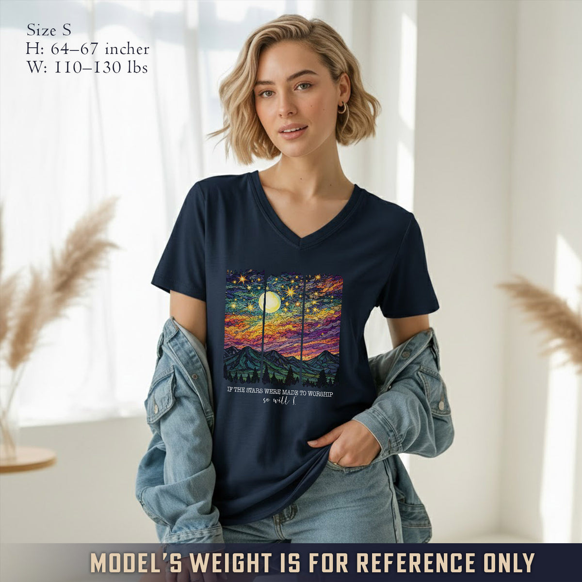If The Stars Were Made To Worship Landscape - V-Neck Christian Shirt
