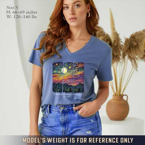 If The Stars Were Made To Worship Landscape - V-Neck Christian Shirt