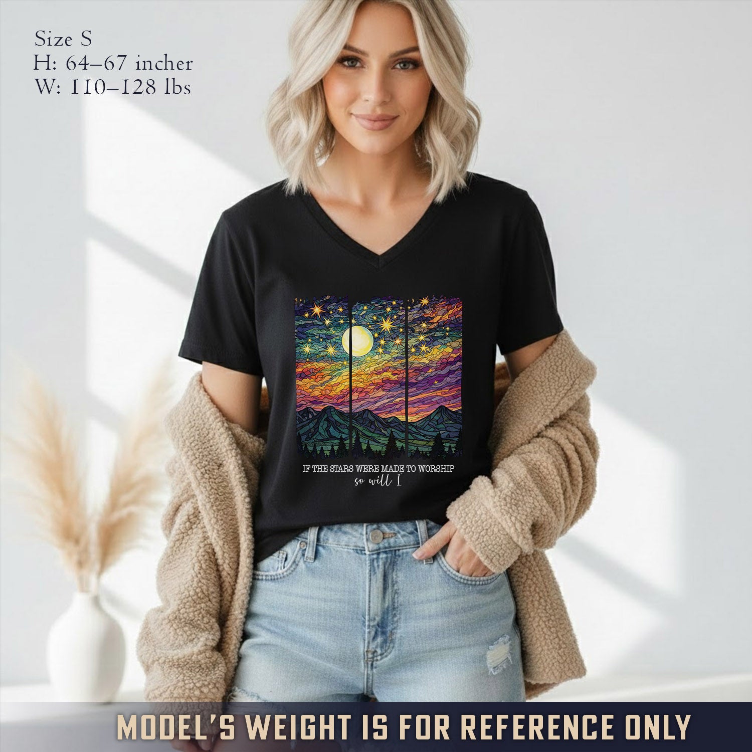 If The Stars Were Made To Worship Landscape - V-Neck Christian Shirt