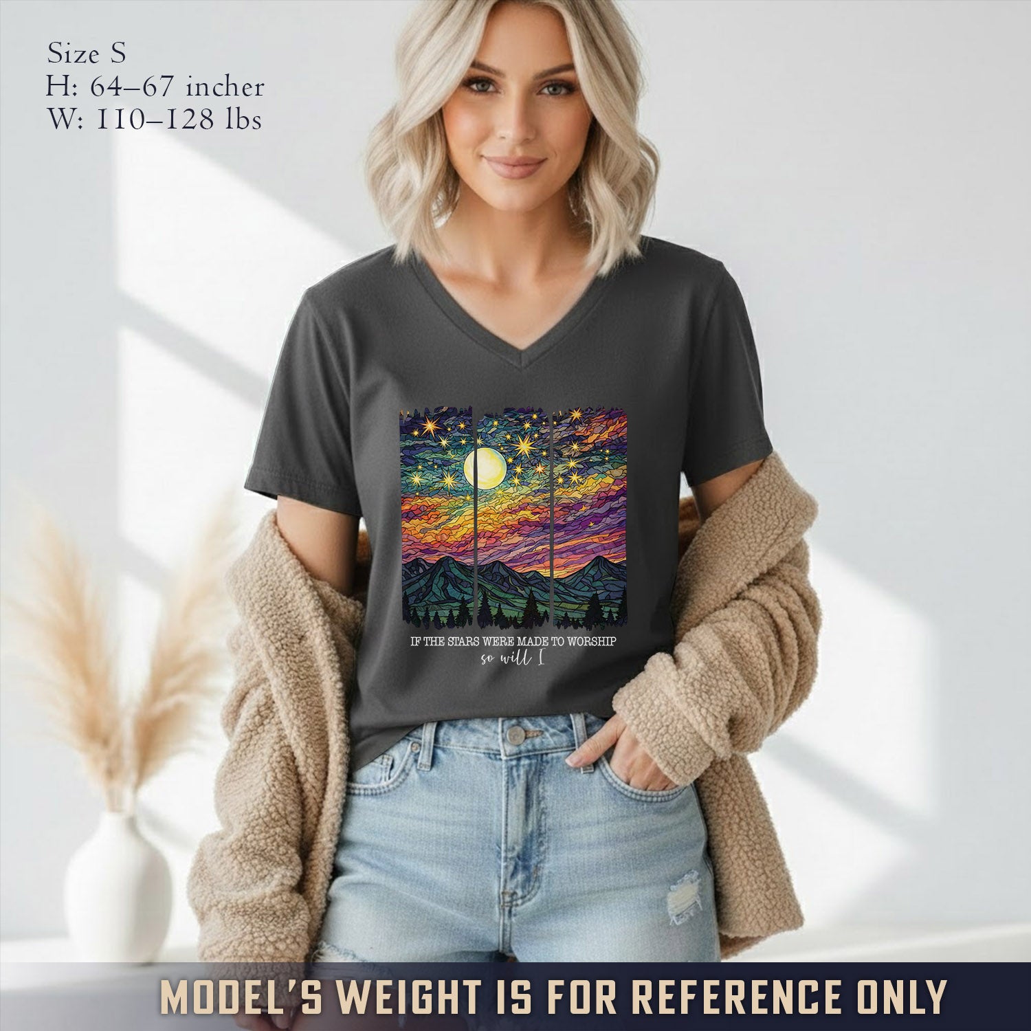 If The Stars Were Made To Worship Landscape - V-Neck Christian Shirt