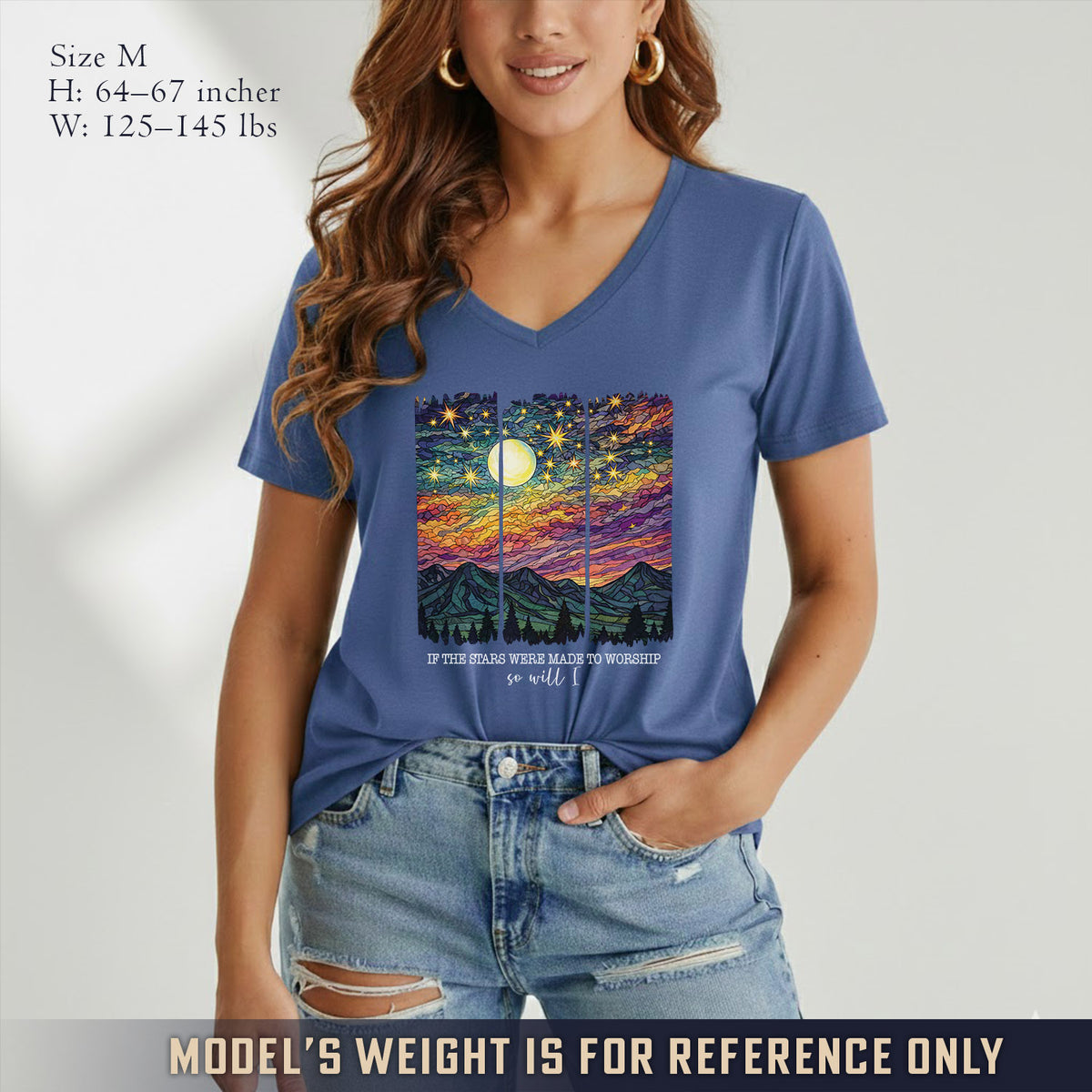 If The Stars Were Made To Worship Landscape - V-Neck Christian Shirt