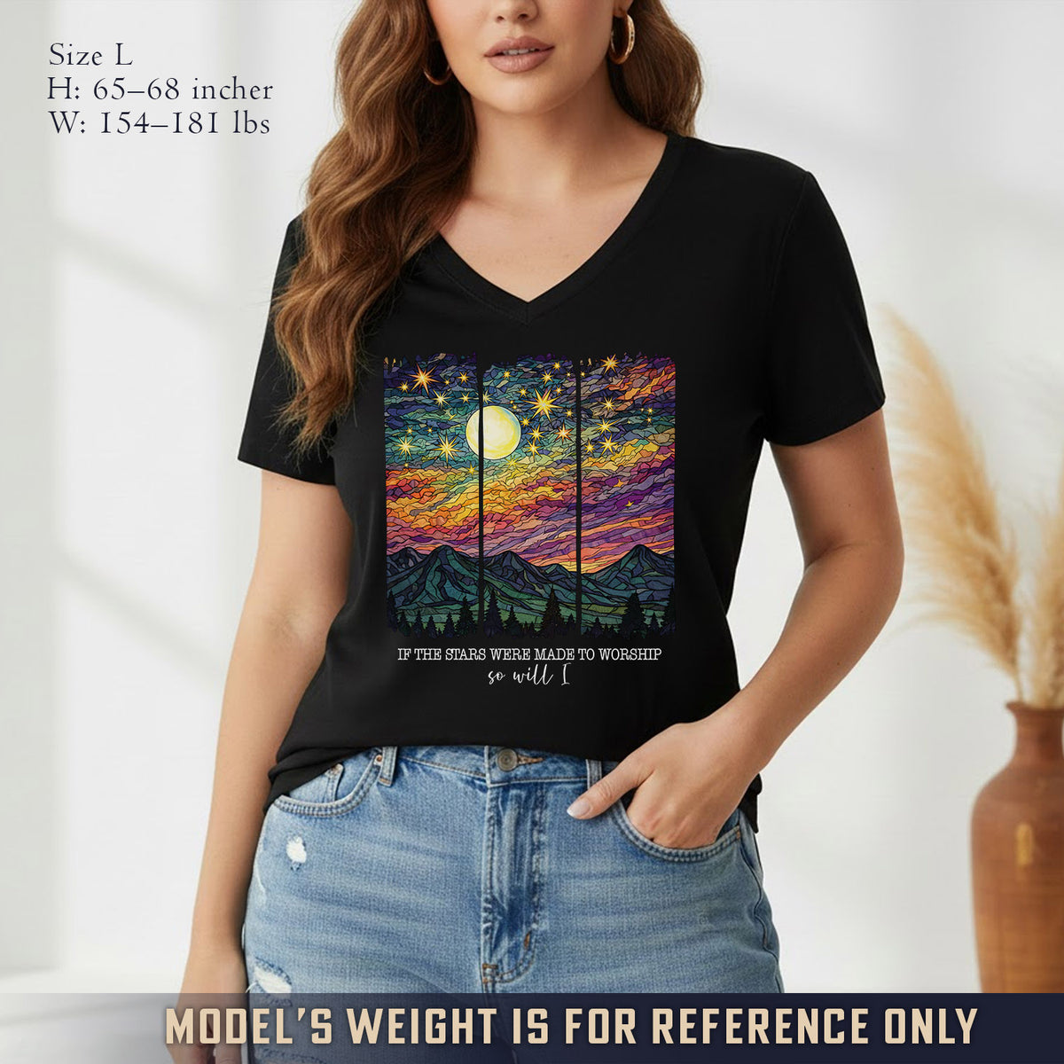 If The Stars Were Made To Worship Landscape - V-Neck Christian Shirt