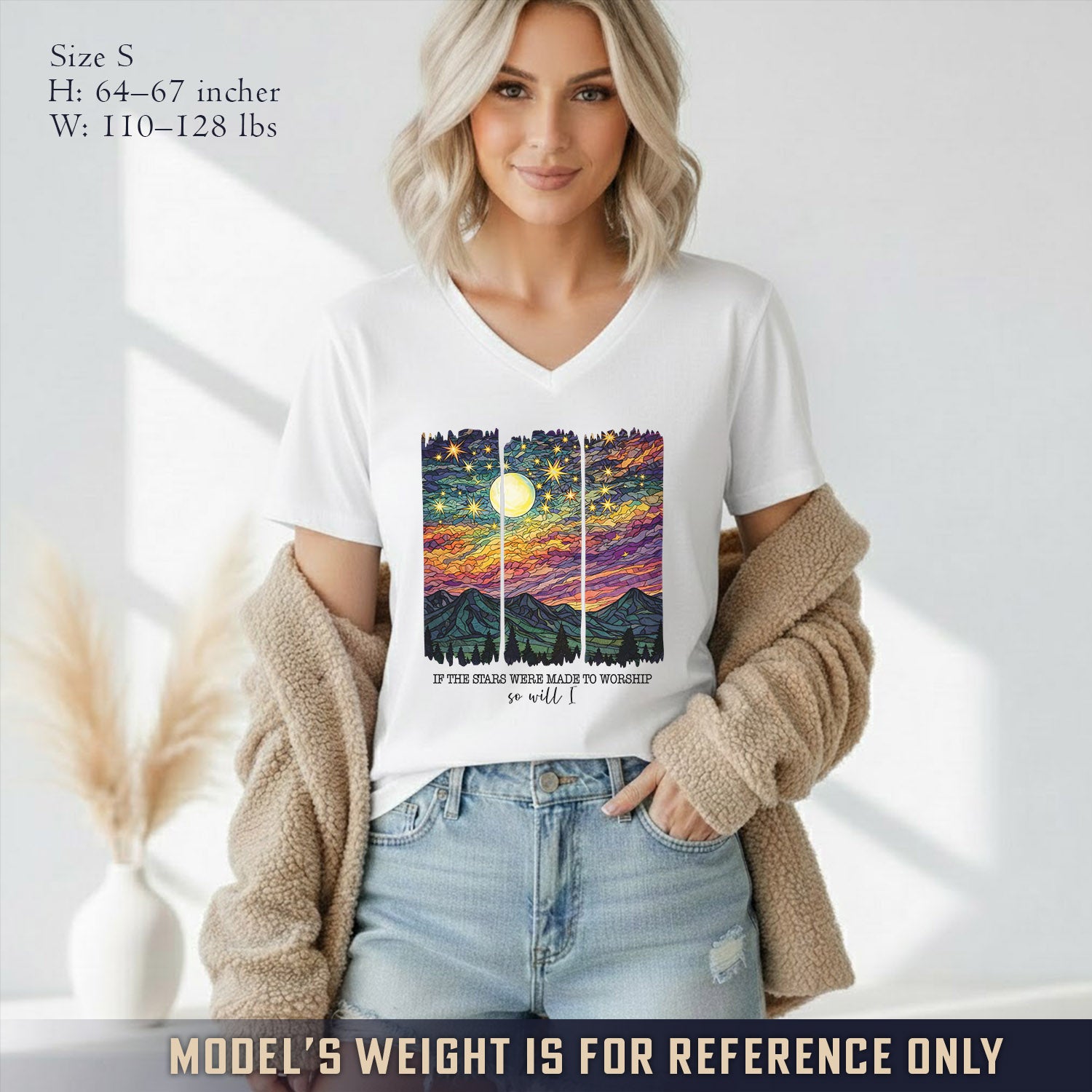 If The Stars Were Made To Worship Landscape - V-Neck Christian Shirt