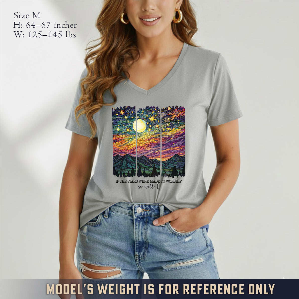 If The Stars Were Made To Worship Landscape - V-Neck Christian Shirt